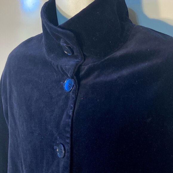 Talbots SZ 4P Navy velvet boxy blazer jacket Dark Romantic Formal Whimsigoth - Picture 2 of 10